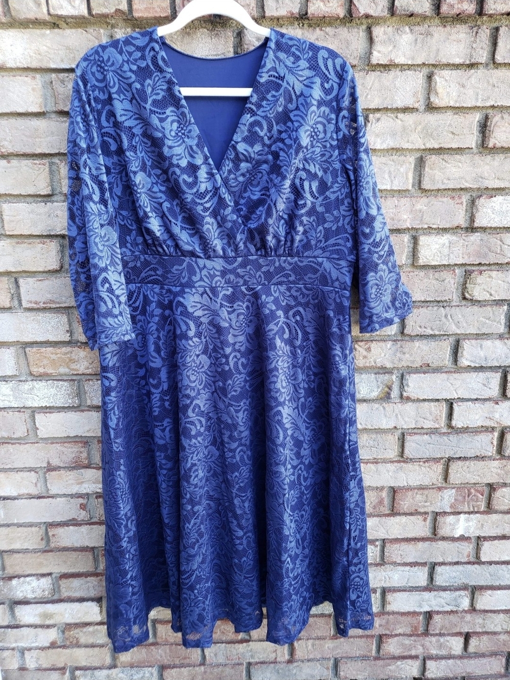 New Women’s Lookbook Navy Blue Lace 3/4 Sleeved Dress, Size 18